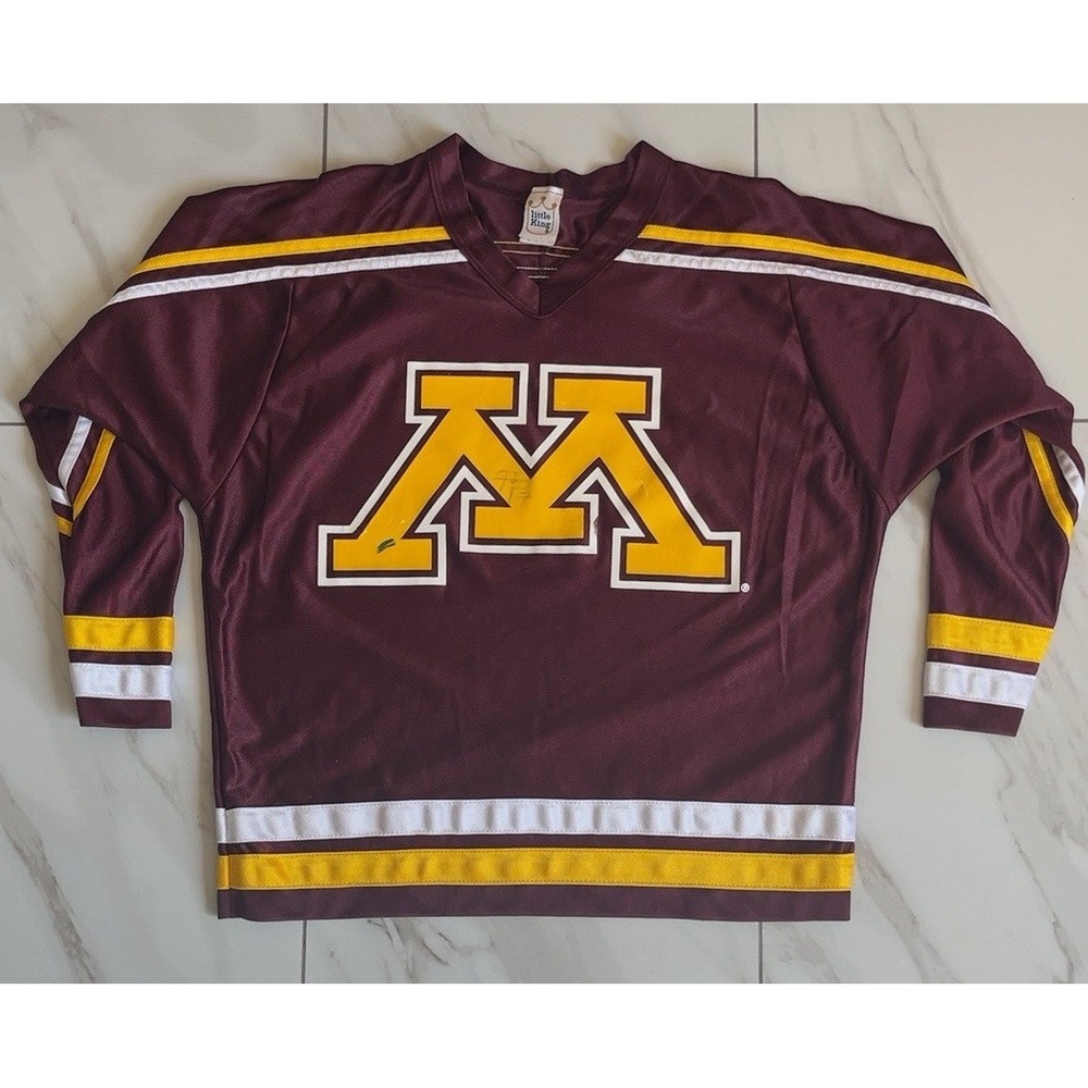 Vintage Minnesota Golden Gophers Hockey Jersey Youth M 8-10 NCAA Maroon Gold